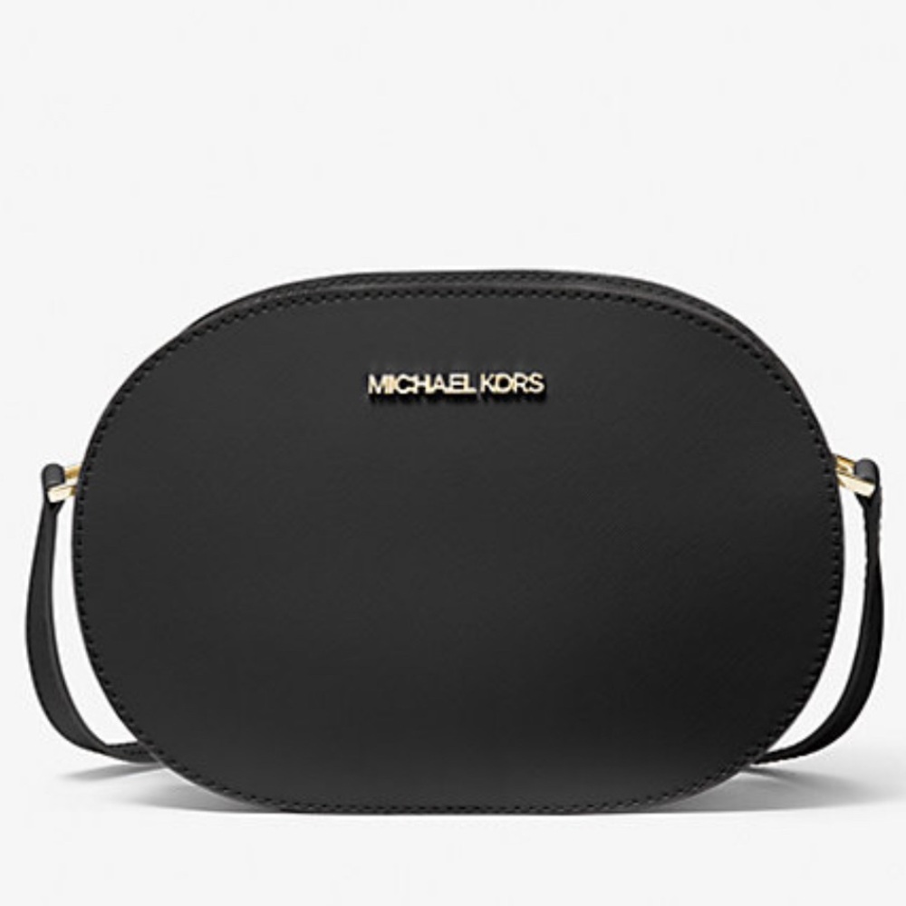 NWT Michael Kors Medium Black Leather Oval Crossbody Purse